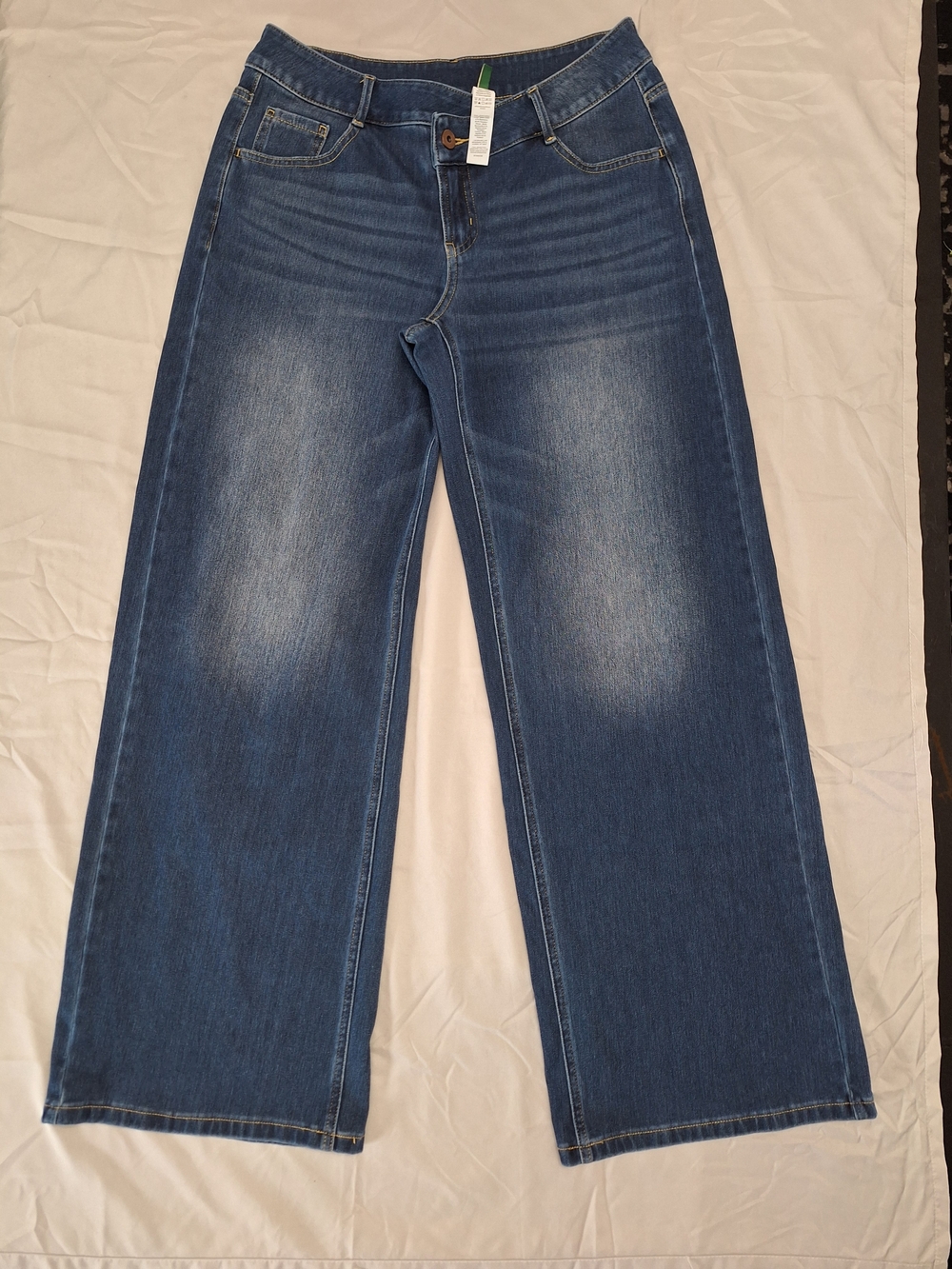 Halara Classic Wide Leg High-Rise Stretch Blue Jeans, Size Small Tall